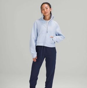 Lululemon Scuba Oversized Funnel Neck Shirt Blue Linen